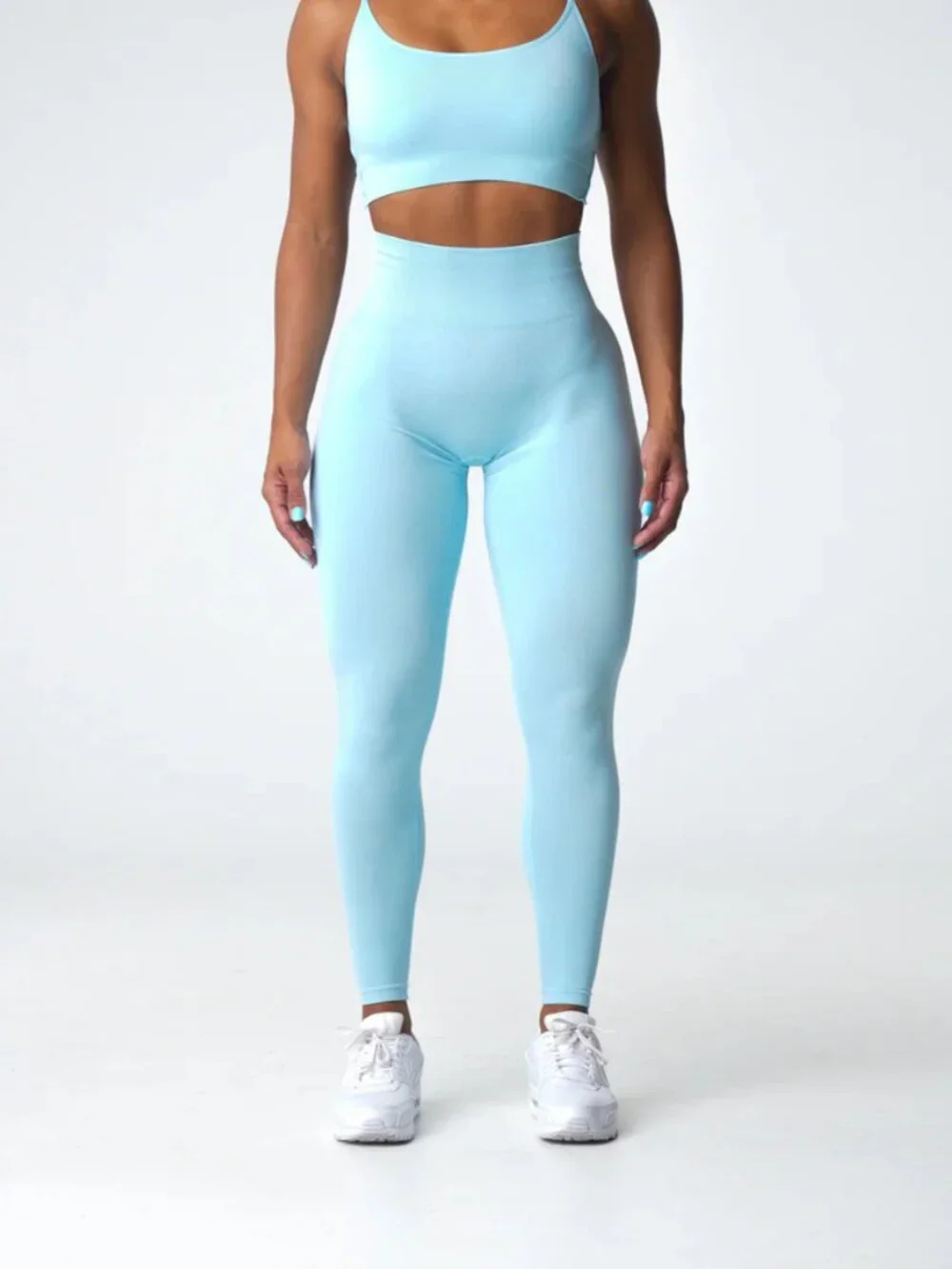 NVGTN Scrunch Seamless Leggings - Blue - Size S, High Waisted, No Front Seam - Picture 3 of 7